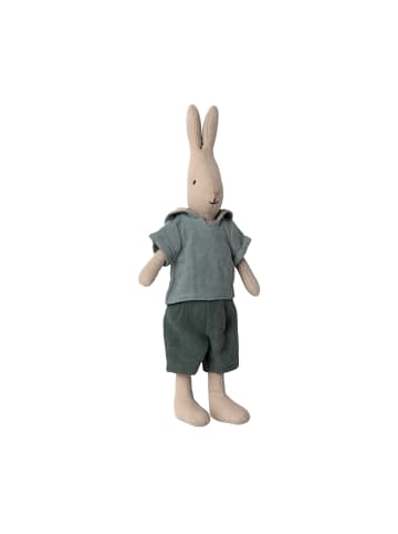 Maileg Hase Rabbit Size 2 Grau Blaues Shirt mit Kragen 28 cm