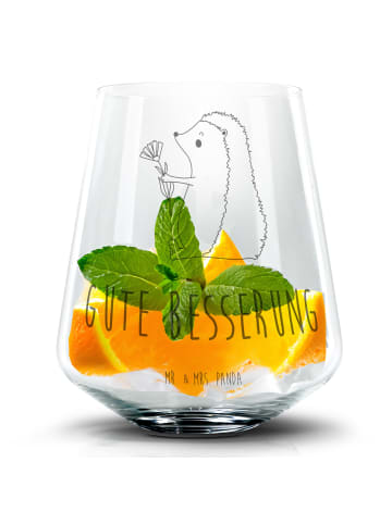 Mr. & Mrs. Panda Cocktail Glas Igel Blumen mit Spruch in Transparent