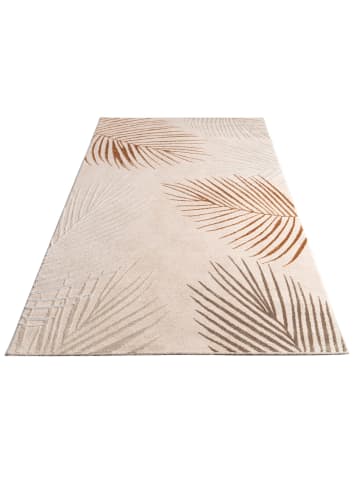 KADIMA DESIGN Teppich Kurzflor Blätter Wohnzimmer in Beige