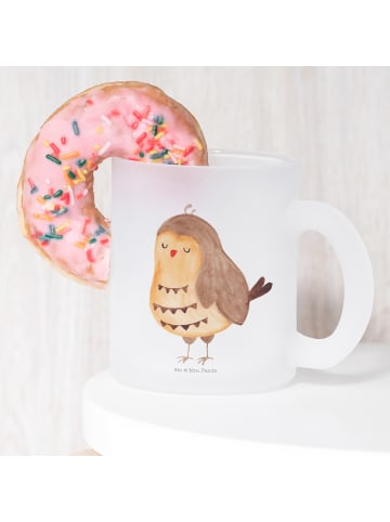 Mr. & Mrs. Panda Trinkbecher Eule Zufrieden ohne Spruch in Transparent