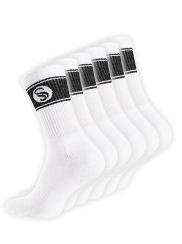 Stark Soul® 6 Paar Sportsocken im RETRO Design - Frotteesohle in weiß