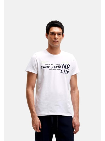 CAMP DAVID  T-Shirt 'Game.Set.Match' in weiß