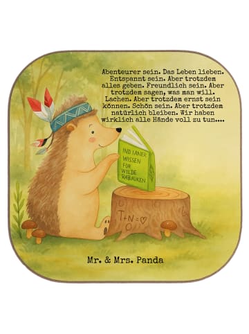 Mr. & Mrs. Panda Bierdeckel Igel Federschmuck Design mit Spruch in Weiß