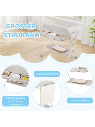COSTWAY 5 in 1 Wickeltisch klappbar bis 6 Monaten in Beige