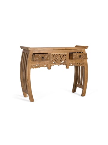 Giner y Colomer Konsolentisch mit zwei Schubladen aus massivem Teakholz 100 cm in Brown