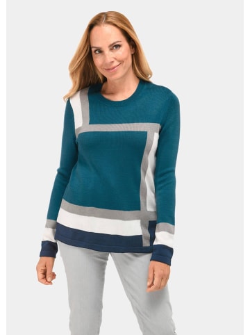 GOLDNER Pullover in petrol / gemustert