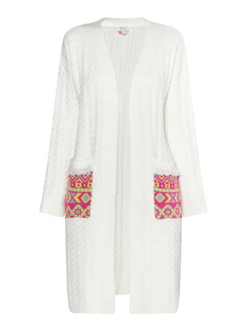 IZIA Damen Cardigan in Weiss Mehrfarbig