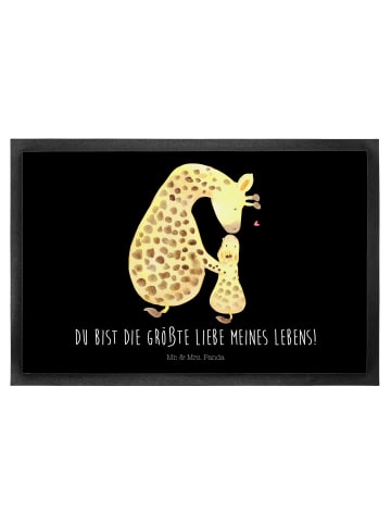 Mr. & Mrs. Panda Schmutzmatte Giraffe Kind mit Spruch in Schwarz