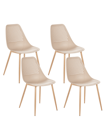 Beliani 4er-Set Esszimmerstuhl HAZELTON in Beige/Braun