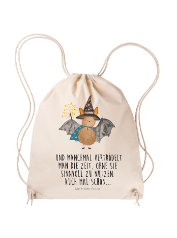 Mr. & Mrs. Panda Sportbeutel Fledermaus Zauberer mit Spruch in Creme