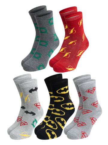 DC Comics 5er Pack DC Comics Justice League Socken Sneaker Strümpfe in Mehrfarbig