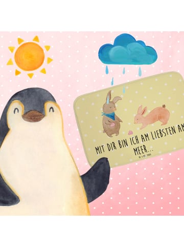 Mr. & Mrs. Panda duschmatten Hasen Muschel mit Spruch in Gelb Pastell