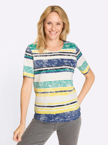 Sieh an! Rundhals-Shirt in ecru-jeansblau-geringelt