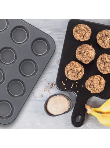 relaxdays 8x Muffinform "12er" in Grau