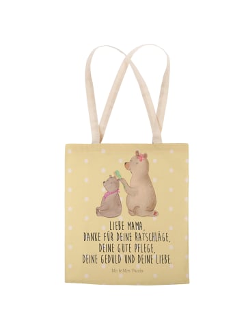 Mr. & Mrs. Panda Shopping Bag Bär Kind mit Spruch in Gelb Pastell