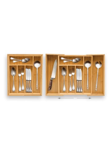 relaxdays Besteckkasten in Natur - (B)29 - 48 x (H)5 x (T)34 cm