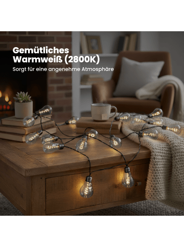 STAR Trading LED Glühbirnen Lichterkette Glow, outdoor, Netzbetrieb, rauchiges Gr