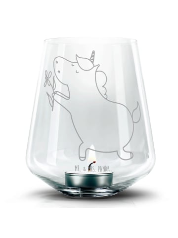 Mr. & Mrs. Panda Windlicht Einhorn Blume ohne Spruch in Transparent