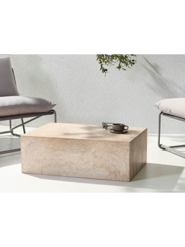 Beliani Couchtisch NOBRES in Beige - (W) 66 x (H) 30 x (L) 90 cm