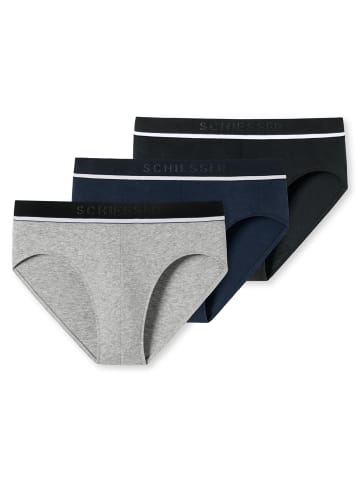 Schiesser Slip 3er Pack in Schwarz/Blau/Grau
