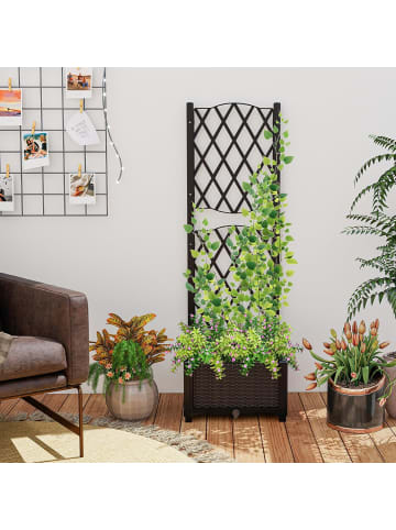 COSTWAY Blumenkasten mit Rankgitter 40x40x122cm in Braun