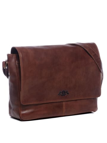 SID & VAIN Leder-Messenger Laptoptasche Leder Umhängetasche Unisex SPENCER in braun