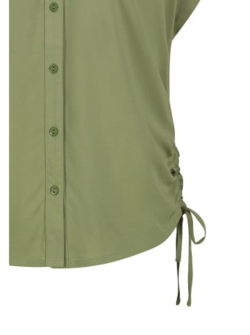 Sublevel Kurzarmbluse mit Kragen, Knopfleiste und Seitenschnürung in Grün