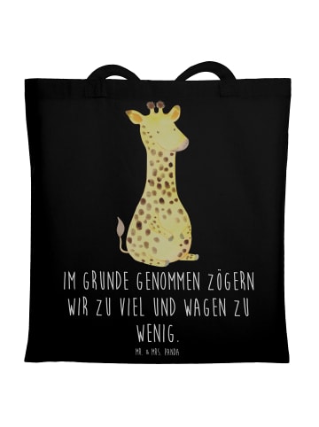 Mr. & Mrs. Panda Tote Bag Giraffe Zufrieden mit Spruch in Schwarz