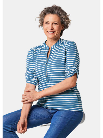 GOLDNER Sportives Ringelshirt in Longform in royalblau / cremeweiß / geringelt