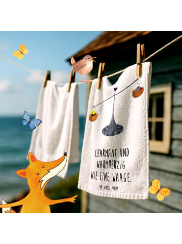 Mr. & Mrs. Panda Handtuch Sternzeichen Waage mit Spruch in Weiß