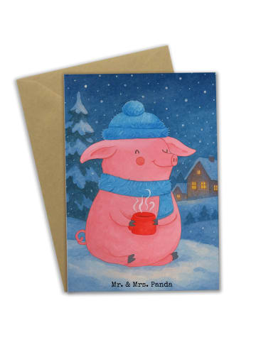 Mr. & Mrs. Panda Glückwunschkarte Schwein Glühwein Design ohne S... in Weiß