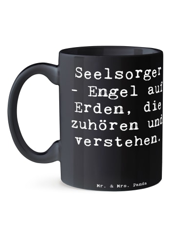 Mr. & Mrs. Panda Kaffeetasse Spruch Seelsorger Engel mit Spruch in Schwarz