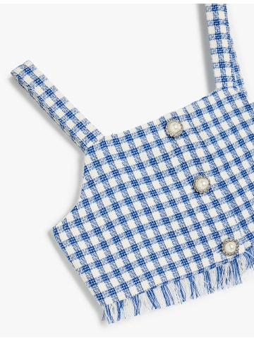 KOTON BLUSE SS in Marineblau Karomuster