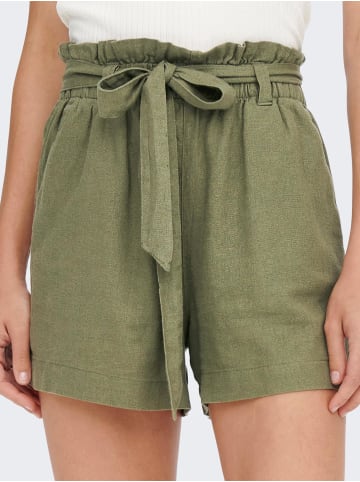 JACQUELINE de YONG Kurze Stoff Shorts Paperback Hose aus Leinen JDYSAY in Grün