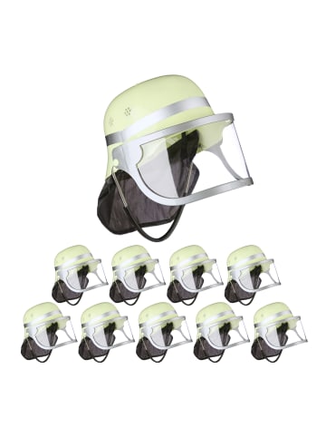 relaxdays 10 x Feuerwehrhelm in Gelb - (B)22,5x (H)24,5 x (T)28 cm