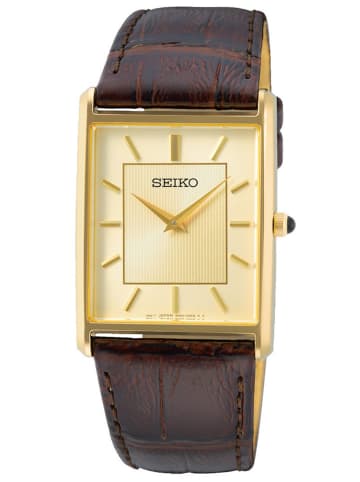 Seiko Herrenuhr mit Lederband Braun/Goldfarben