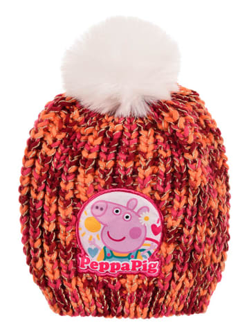Peppa Pig Wintermütze mit Bommel Strick in Rot