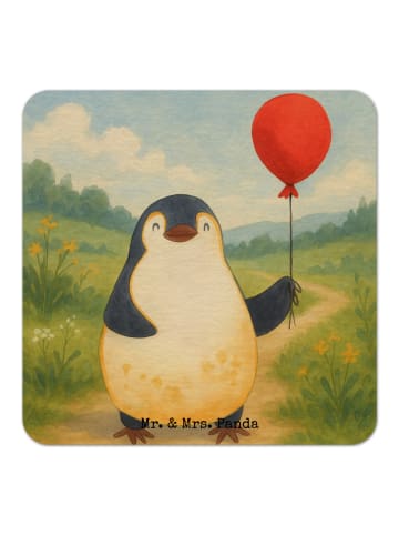 Mr. & Mrs. Panda Bierdeckel Pinguin Luftballon Design ohne Spruch in Weiß