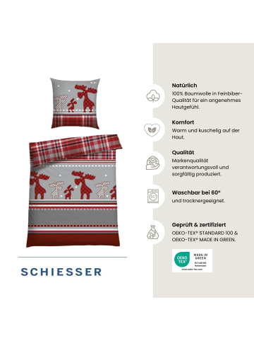 Schiesser Feinbiber-Bettwäsche-Set Salous in Rot