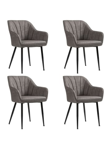 SONGMICS 4er-Set: Esszimmerstuhl in Dunkelgrau - (B)60 x (H)85 x (T)62.5 cm
