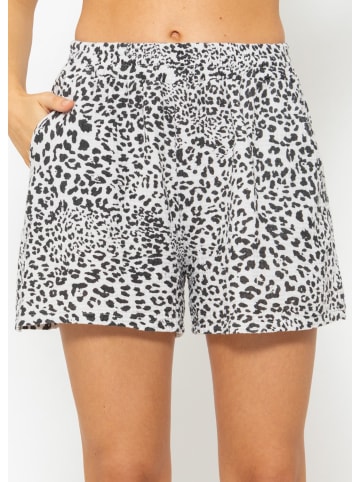 SASSYCLASSY Musselin Shorts mit Leo-Print in schwarz I hellbeige