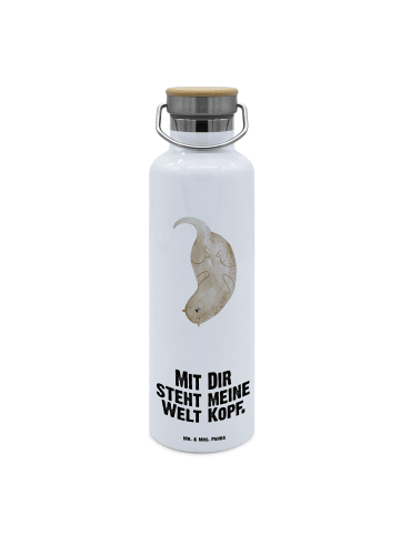 Mr. & Mrs. Panda Sport Trinkflasche Otter Kopfüber mit Spruch in Weiß