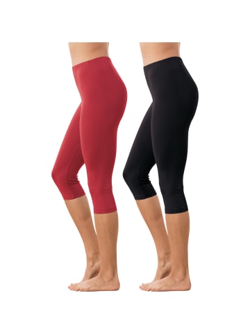 Erwin Müller Single-Jersey Capri-Leggings 2er-Pack in rot/schwarz