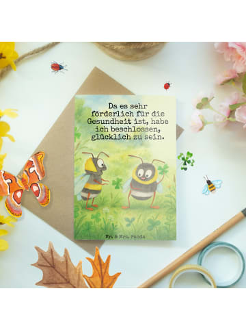Mr. & Mrs. Panda Grußkarte Hummeln Kleeblatt Design mit Spruch in Weiß