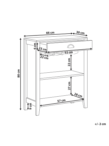 Beliani Sideboard WALKERSTON in Braun - (W) 66 x (H) 80 x (L) 30 cm