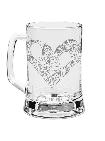 Mr. & Mrs. Panda Gravur Bierkrug Mäuse Herz ohne Spruch in Transparent