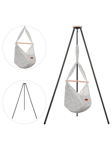 Schmusewolke Federwiege mit Tipi, Schafwolle Matratze, in Dreamcatcher WarmGrey