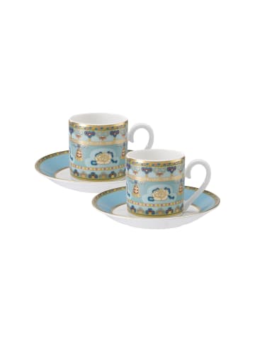 Villeroy & Boch 2er Set Espressotassen mit Untertassen Samarkand Aquamarin 50 ml blau in blau