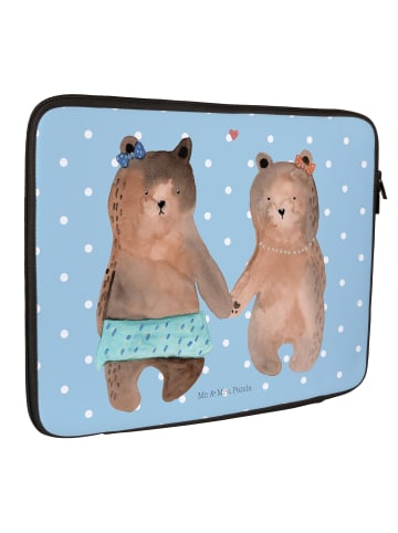 Mr. & Mrs. Panda Laptop Tasche Bär Freundin ohne Spruch in Blau Pastell