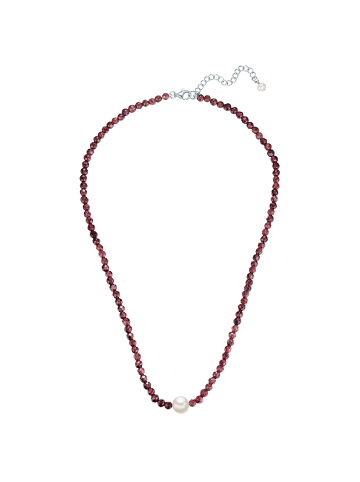 Valero Pearls Perlen-Kette aus Sterling Silber mit Granat und Süßwasser-Zuchtperle in silber